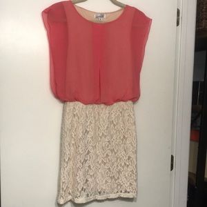 Coral sheer top Lace skirt dress - women’s - juniors